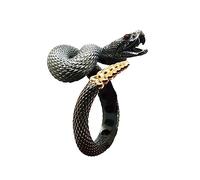 FANSWAN Rattlesnake for Women Men Retro Silver Color Snake Female Adjustable Punk Goth Couple Jewelry, B Open, Copper, No Gemstone