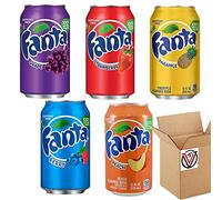 Fanta American 6 Pack Variety Bundle - 6 X 355Ml Soda Cans - Strawberry, Mango, Grape, Green Apple, Pineapple, Grapefruit & Wild Cherry Flavours