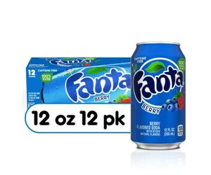Fanta Fruit Flavoured Soft Drinks - Berry Flavour 12 x 330ml Pack