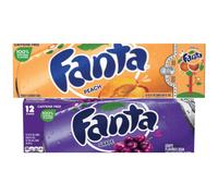 Fanta Grape and Peach Flavoured Soft Drink 355ml (12 Cans Each)