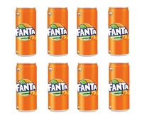 Fanta Orange Soft Drink Can 300ml | Refreshing Carbonated Beverage with Fruity Orange Flavour Juice (Pack of 8)