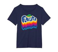 Fanta Rainbow Logo T-Shirt, Women's Plus, Navy Blue, 2X