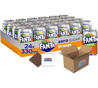 Fanta Selection 330ml-500ml Cans Bottles 5 Assorted Flavours Natural Fruit Flavor Convenient Bulk For Family Perfect For Parties Boxed Treatz (24x330ml, Fanta Zero Orange Cans)