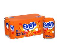 Fanta Zero Orange Soft Drink Cans, 8 x 330 mL