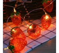 Fantasee 1.5M 10 LED Strawberry String Lights Battery Operated LED Fairy Fantastic Lights for Bedroom Baby Room Child Room Birthday Party Decor (4.9ft 10LED, Strawberry)