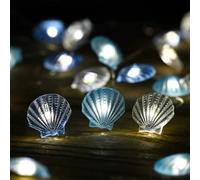 Fantasee Ocean Theme String Lights, 10ft 30 LED Battery Operated Marine Life Night Lights for Bedroom Home Indoor Outdoor Wedding Birthday Christmas Party Decor (3-Coloured Seashells, 10ft 30led)