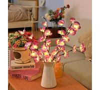 Fantasee Purple Orchid Twig Lights, 20 LED Artificial Phalaenopsis Branch Battery Powered Flexible Decor for Home Shop Window Vase Room Wedding Christmas (2 Packs, Purple)