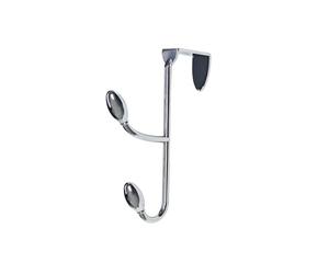 FantasHome Traditional Over The Door Double Hooks, Organizer for Hanging Coats, Hats, Towels, Purses in Bedroom, Bathroom, Laundry Room and More - Silver