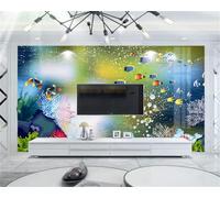 Fantasia Dreamy Underwater World Fish Coral 3D Wallpaper Silky Texture Home Study Office Grey Dining Room Sofa Bedroom Living Room TV Backdrop-350cm×256cm