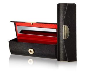 Fantasia Portable Lipstick Organiser: Case With Makeup Mirror - Black, Gold and Red Holder and Jewelry Box for Makeup Bag, In osmetic Mirror - Beautiful Gift for Women