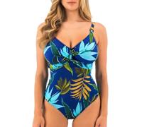 Fantasie Women's Pichola Underwire Twist Front Swimsuit with Adjustable Leg One Piece, Tropical Blue, 38DD