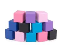 FANTASK 12-Piece Foam Building Blocks, 14 x 14 cm, Foam Padding Soft for Climbing, Colourful Children's Soft Building Blocks for Baby and Children from 1 Year (Light Purple)