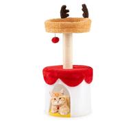 FANTASK 80 cm High Cat Scratching Post, Climbing Tree in Christmas Style with Sisal Posts, Ball & Washable Cushion, Christmas Decoration, Cat Furniture Indoor for Living Room & Bedroom (Colourful)