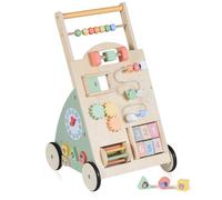 FANTASK Baby Walker Wooden Walker for Ages 1+ Activity Board, Wheels and Storage Basket, Montessori Activity Center
