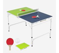 FANTASK Mini Table Tennis Table Folding Table Triple Height Adjustable with Net, Bats, Balls, 120 x 76 cm Weatherproof Ping Pong Table for Indoor, Outdoor