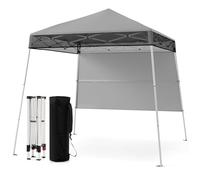 FANTASK Party Tent, Garden Tent, Height Adjustable with Side Wall & Ground Hooks, Waterproof & Sun Protection, 2 x 2 m Pop Up Folding Gazebo with Bag for Garden & Party (Grey)
