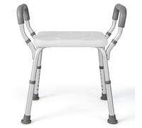 FANTASK Shower Bench with Armrests and Non-Slip Rubber Feet, Bathroom Bench, Shower Chair, Height Adjustable, for Pregnant Women and Elders (Grey)