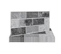 Fantasnight Black Grey Tile Stickers Vinyl Peel and Stick for Bathroom Kitchen 30x15cm 24Pcs Brick Self Adhesive Wall Tile Waterproof Tiles Stick on Backsplash for Living Room