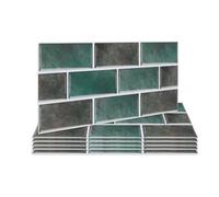 Fantasnight Green Tile Stickers Vinyl Peel and Stick for Bathroom Kitchen 30x15cm Brick Self Adhesive Wall Tile Waterproof Stick on Backsplash for Living Room