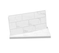 Fantasnight White Tile Stickers Vinyl Peel and Stick for Bathroom Kitchen 30x15cm 24Pcs Brick Self Adhesive Wall Tile Waterproof Stick on Backsplash for Living Room