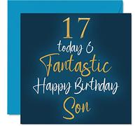 Fantastic 17th Birthday Cards for Son - 17 Today & Fantastic - Happy Birthday Card for Son from Mum or Dad, 145mm Greeting Cards Gift
