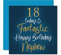 Fantastic 18th Birthday Cards for Nephew - 18 Today & Fantastic - Happy Birthday Card for Nephew from Auntie Uncle, 145mm Greeting Cards Gift