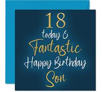 Fantastic 18th Birthday Cards for Son - 18 Today & Fantastic - Happy Birthday Card for Son from Mum or Dad, 145mm Greeting Cards Gift
