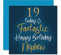 Fantastic 19th Birthday Cards for Nephew - 19 Today & Fantastic - Happy Birthday Card for Nephew from Auntie Uncle, 145mm Greeting Cards Gift
