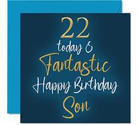Fantastic 22nd Birthday Cards for Son - 22 Today & Fantastic - Happy Birthday Card for Son from Mum or Dad, 145mm Greeting Cards Gift