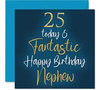 Fantastic 25th Birthday Cards for Nephew - 25 Today & Fantastic - Happy Birthday Card for Nephew from Auntie Uncle, 145mm Greeting Cards Gift