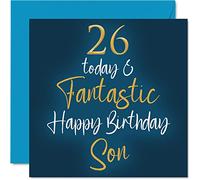 Fantastic 26th Birthday Cards for Son - 26 Today & Fantastic - Happy Birthday Card for Son from Mum or Dad, 145mm Greeting Cards Gift