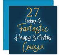 Fantastic 27th Birthday Cards for Cousin - 27 Today & Fantastic - Happy Birthday Card for Cousin from Relative, 145mm Greeting Cards Gift