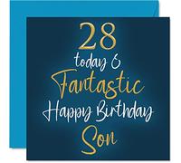 Fantastic 28th Birthday Cards for Son - 28 Today & Fantastic - Happy Birthday Card for Son from Mum or Dad, 145mm Greeting Cards Gift