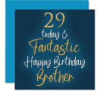 Fantastic 29th Birthday Cards for Brother - 29 Today & Fantastic - Happy Birthday Card for Brother from Sister, 145mm Sibling Greeting Cards Gift
