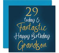 Fantastic 29th Birthday Cards for Grandson - 29 Today & Fantastic - Happy Birthday Card for Grandson from Grandparents, 145mm Greeting Cards Gift
