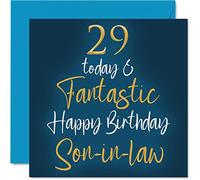 Fantastic 29th Birthday Cards for Son-in-law - 29 Today & Fantastic - Happy Birthday Card for Son-in-law from in-laws, Son Gifts, 145mm Greeting Cards Gift