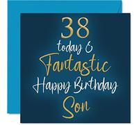 Fantastic 38th Birthday Cards for Son - 38 Today & Fantastic - Happy Birthday Card for Son from Mum or Dad, 145mm Greeting Cards Gift