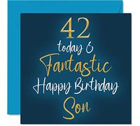 Fantastic 42nd Birthday Cards for Son - 42 Today & Fantastic - Happy Birthday Card for Son from Mum or Dad, 145mm Greeting Cards Gift