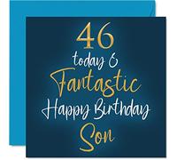 Fantastic 46th Birthday Cards for Son - 46 Today & Fantastic - Happy Birthday Card for Son from Mum or Dad, 145mm Greeting Cards Gift
