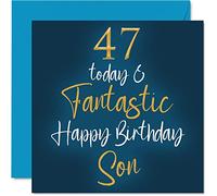 Fantastic 47th Birthday Card for Son - Happy 47 Today & Fantastic - Mum or Dad Birthday Greeting Card, Son's Gift, 145mm