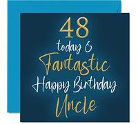 Fantastic 48th Birthday Cards for Uncle - 48 Today & Fantastic - Happy Birthday Card for Uncle from Niece Nephew, 145mm Greeting Cards Gift
