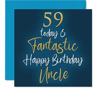 Fantastic 59th Birthday Cards for Uncle - 59 Today & Fantastic - Happy Birthday Card for Uncle from Niece Nephew, 145mm Greeting Cards Gift