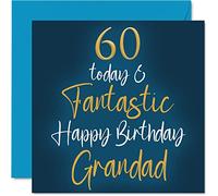 Fantastic 60th Birthday Cards for Grandad - 60 Today & Fantastic - Happy Birthday Card for Grandad from Grandson Granddaughter, 145mm Greeting Cards