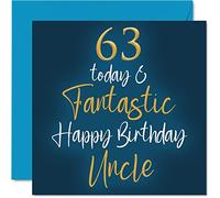 Fantastic 63rd Birthday Card for Uncle - Happy 63 Today - Greeting Card Gift from Niece Nephew, 145mm