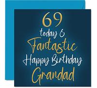 Fantastic 69th Birthday Cards for Grandad - 69 Today & Fantastic - Happy Birthday Card for Grandad from Grandson Granddaughter, 145mm Greeting Cards