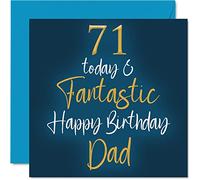 Fantastic 71st Birthday Cards for Dad - 71 Today & Fantastic - Happy Birthday Card for Dad from Son Daughter, Father Gifts, 145mm Greeting Cards Gift Daddy Papa