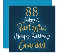 Fantastic 88th Birthday Cards for Grandad - 88 Today & Fantastic - Happy Birthday Card for Grandad from Grandson Granddaughter, 145mm Greeting Cards