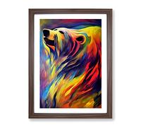 Fantastic Bear Abstract Framed Print for Living Room Bedroom Home Office Décor, Wall Art Picture Ready to Hang, Walnut A3 Frame (34 x 46 cm)