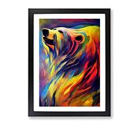Fantastic Bear Abstract Framed Print for Living Room Bedroom Home Office Décor, Wall Art Picture Ready to Hang, Black A3 Frame (34 x 46 cm)