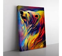 Fantastic Bear Abstract Purple, Red, Purple Canvas Wall Art Print Ready to Hang, Framed Picture for Living Room Bedroom Home Office Décor, 76x50 cm (30x20 Inch)